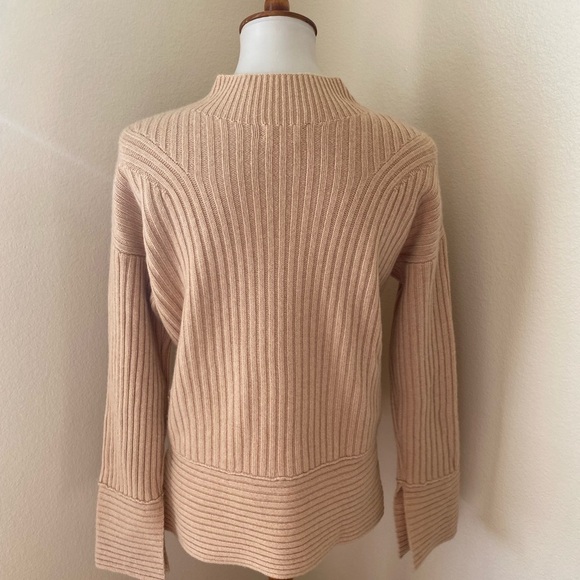 Club Monaco Women’s Cashmere Ribbed Mock Neck Sweater Beige Size M Knit Pullover - Picture 3 of 6